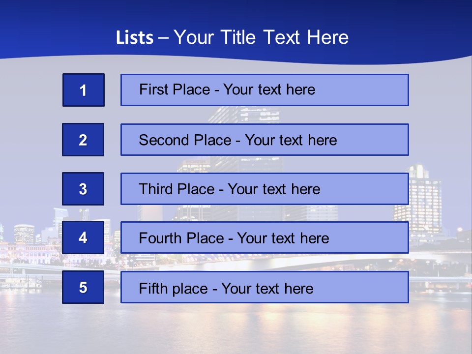 Cityscape Of Brisbane, Queensland, Australia Taken Across Brisbane River At Night PowerPoint Template