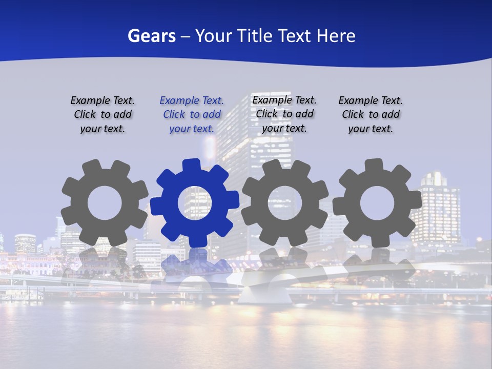 Cityscape Of Brisbane, Queensland, Australia Taken Across Brisbane River At Night PowerPoint Template