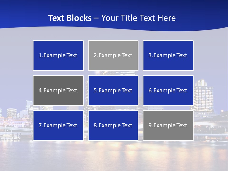 Cityscape Of Brisbane, Queensland, Australia Taken Across Brisbane River At Night PowerPoint Template