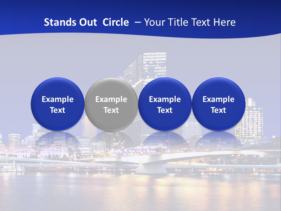 Cityscape Of Brisbane, Queensland, Australia Taken Across Brisbane River At Night PowerPoint Template