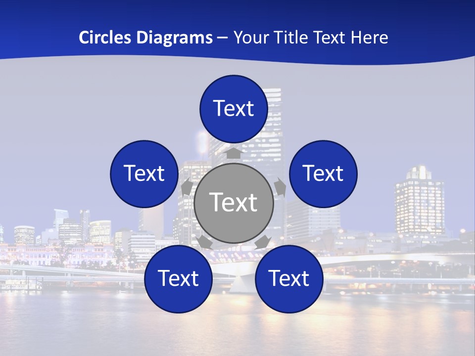 Cityscape Of Brisbane, Queensland, Australia Taken Across Brisbane River At Night PowerPoint Template