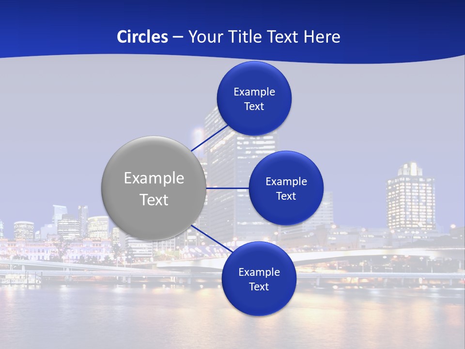 Cityscape Of Brisbane, Queensland, Australia Taken Across Brisbane River At Night PowerPoint Template