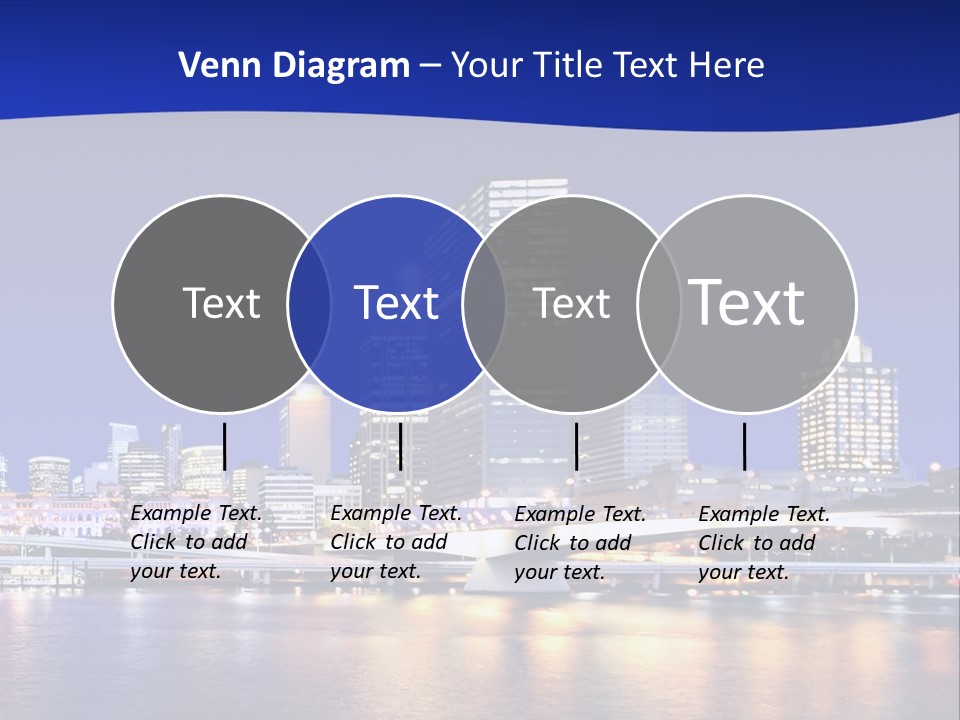 Cityscape Of Brisbane, Queensland, Australia Taken Across Brisbane River At Night PowerPoint Template