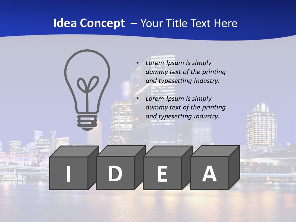 Cityscape Of Brisbane, Queensland, Australia Taken Across Brisbane River At Night PowerPoint Template