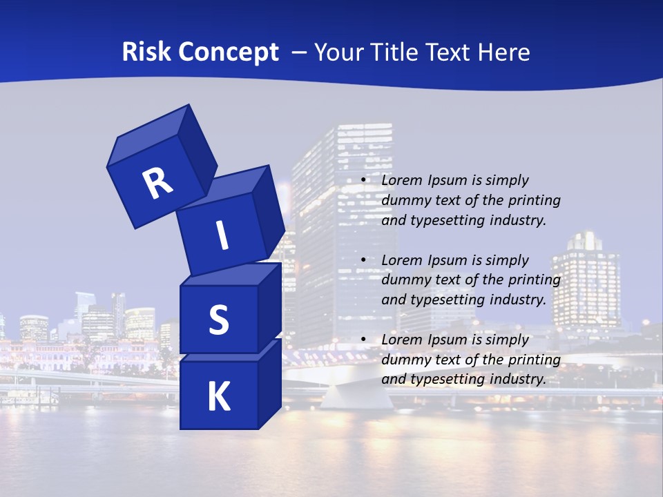 Cityscape Of Brisbane, Queensland, Australia Taken Across Brisbane River At Night PowerPoint Template