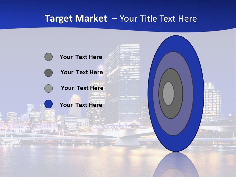 Cityscape Of Brisbane, Queensland, Australia Taken Across Brisbane River At Night PowerPoint Template