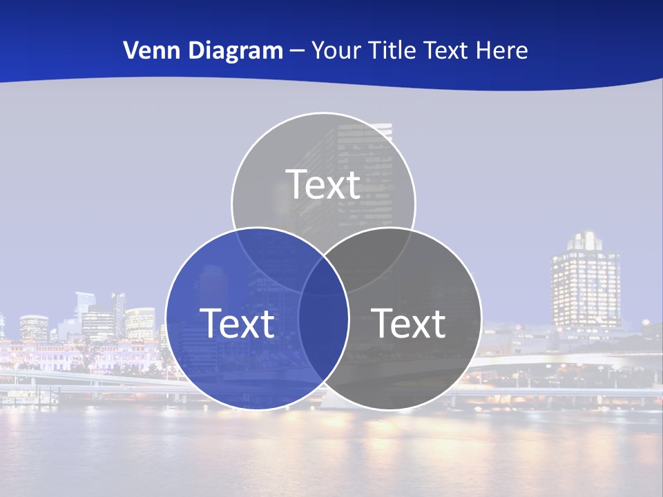 Cityscape Of Brisbane, Queensland, Australia Taken Across Brisbane River At Night PowerPoint Template