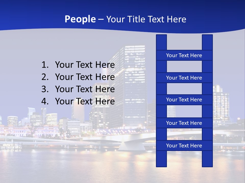 Cityscape Of Brisbane, Queensland, Australia Taken Across Brisbane River At Night PowerPoint Template