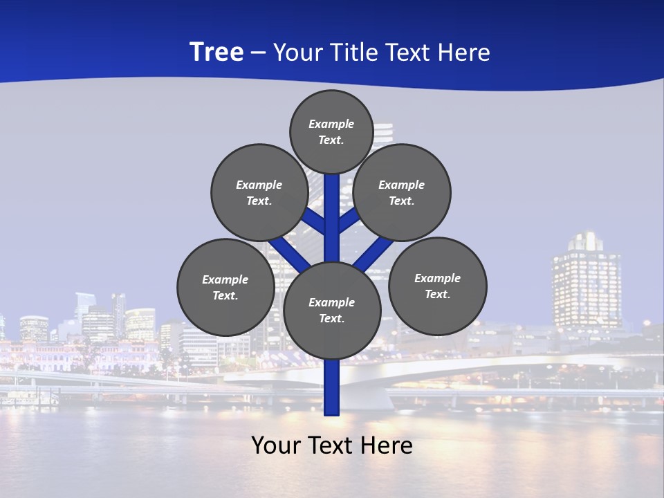 Cityscape Of Brisbane, Queensland, Australia Taken Across Brisbane River At Night PowerPoint Template