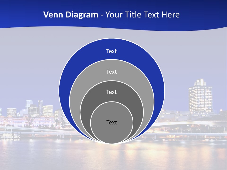 Cityscape Of Brisbane, Queensland, Australia Taken Across Brisbane River At Night PowerPoint Template