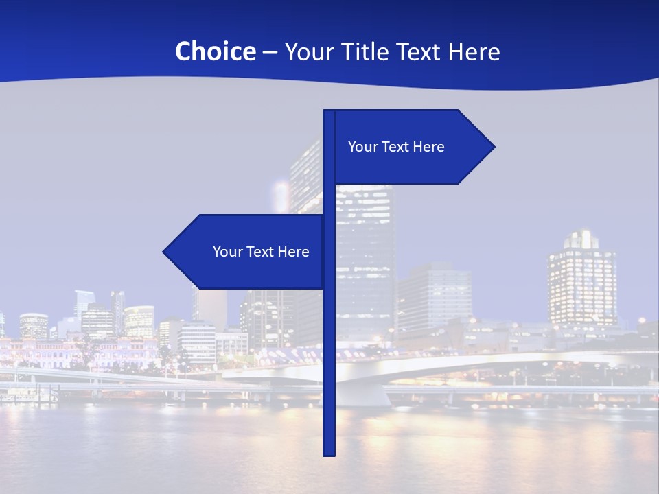 Cityscape Of Brisbane, Queensland, Australia Taken Across Brisbane River At Night PowerPoint Template