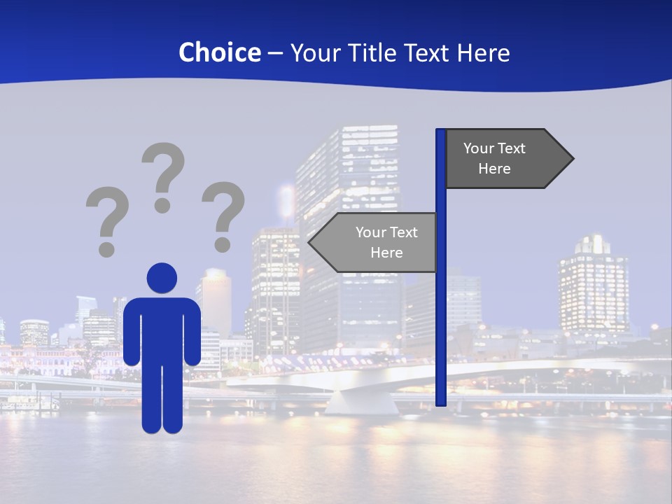 Cityscape Of Brisbane, Queensland, Australia Taken Across Brisbane River At Night PowerPoint Template