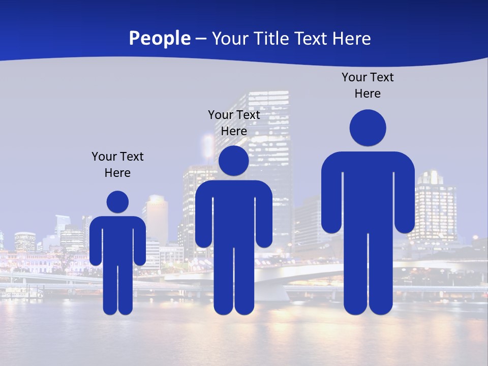 Cityscape Of Brisbane, Queensland, Australia Taken Across Brisbane River At Night PowerPoint Template