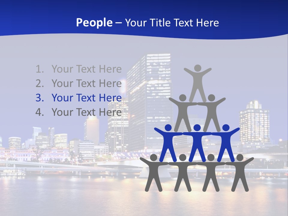 Cityscape Of Brisbane, Queensland, Australia Taken Across Brisbane River At Night PowerPoint Template