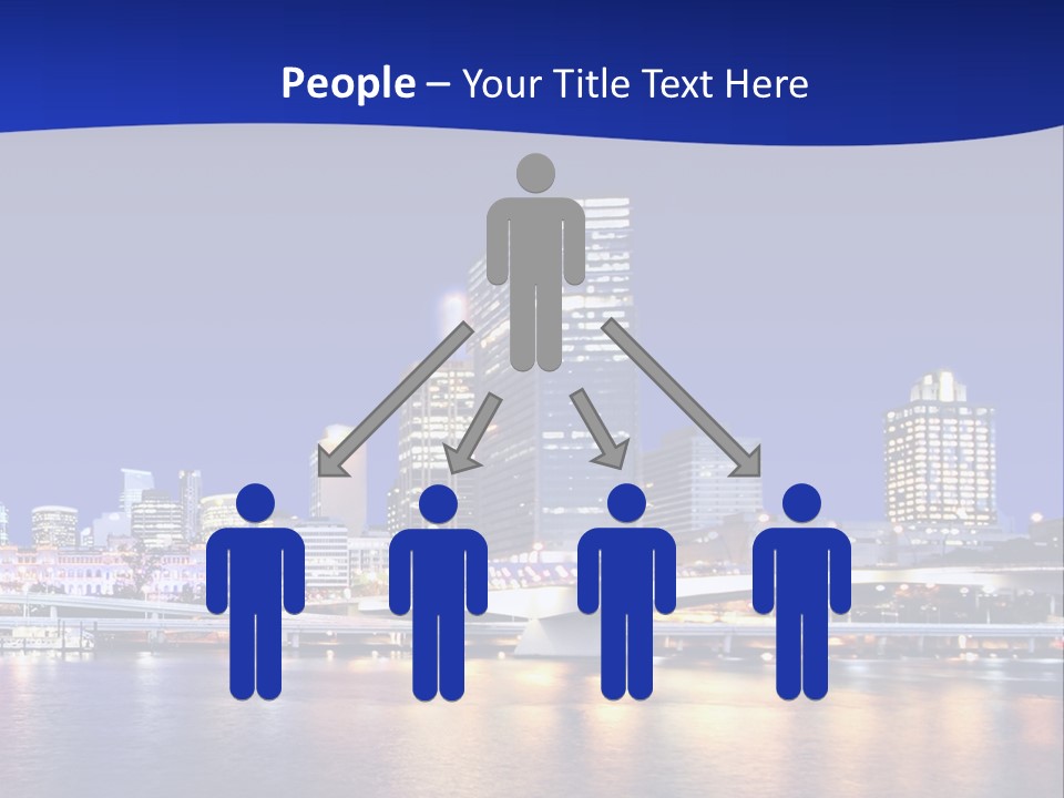 Cityscape Of Brisbane, Queensland, Australia Taken Across Brisbane River At Night PowerPoint Template