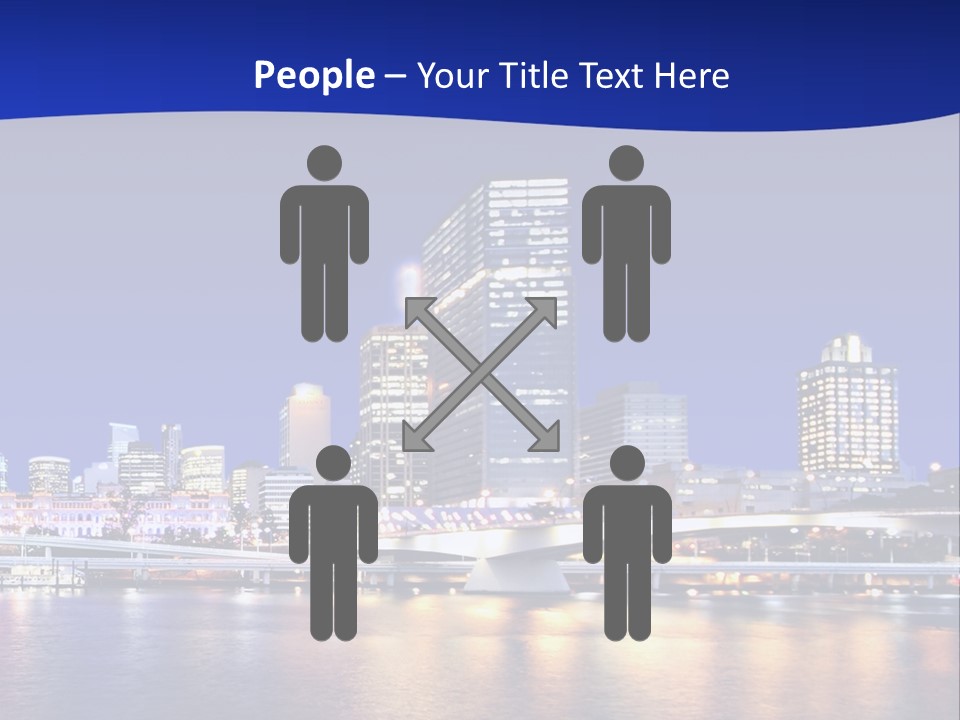 Cityscape Of Brisbane, Queensland, Australia Taken Across Brisbane River At Night PowerPoint Template