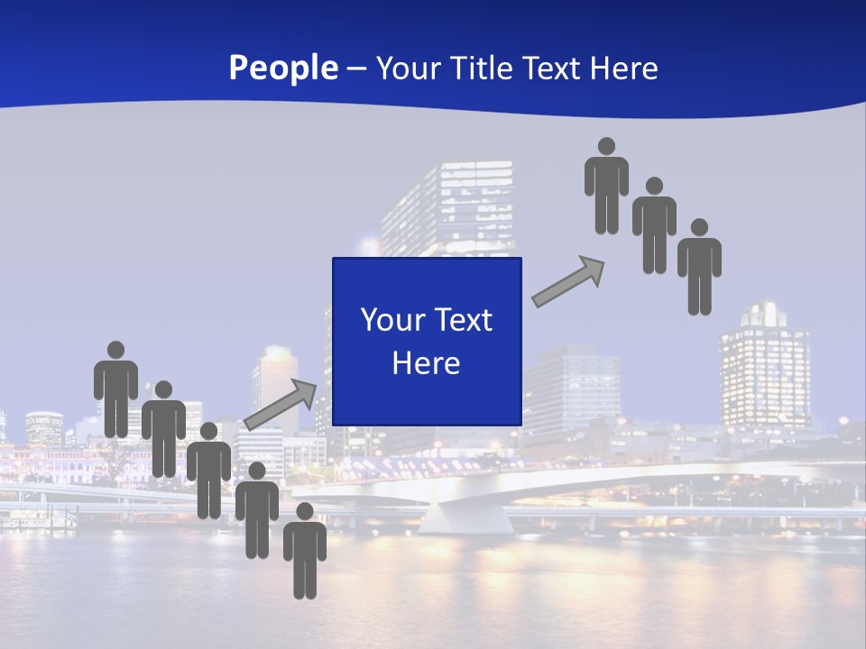 Cityscape Of Brisbane, Queensland, Australia Taken Across Brisbane River At Night PowerPoint Template