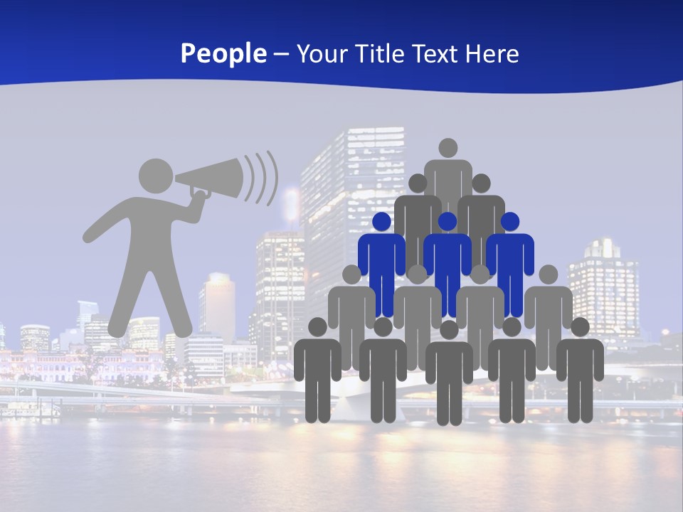 Cityscape Of Brisbane, Queensland, Australia Taken Across Brisbane River At Night PowerPoint Template