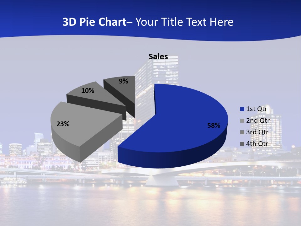 Cityscape Of Brisbane, Queensland, Australia Taken Across Brisbane River At Night PowerPoint Template