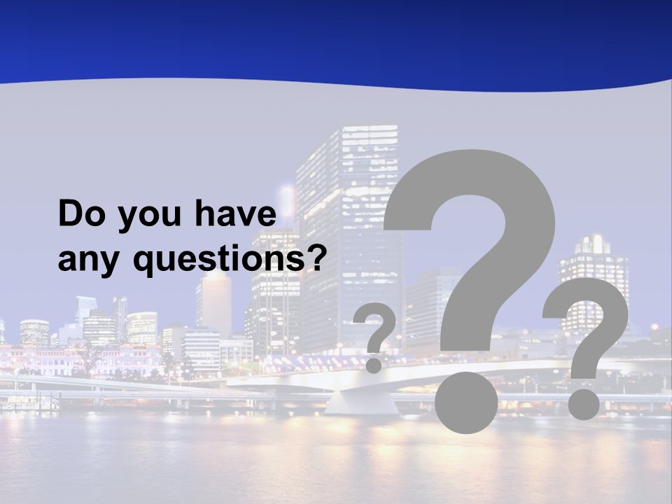 Cityscape Of Brisbane, Queensland, Australia Taken Across Brisbane River At Night PowerPoint Template