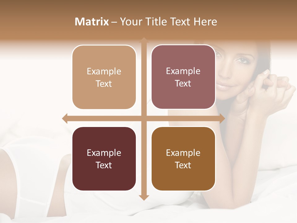 Portrait Of Fresh And Beautiful Brunette Woman On Bed PowerPoint Template