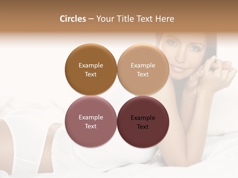 Portrait Of Fresh And Beautiful Brunette Woman On Bed PowerPoint Template