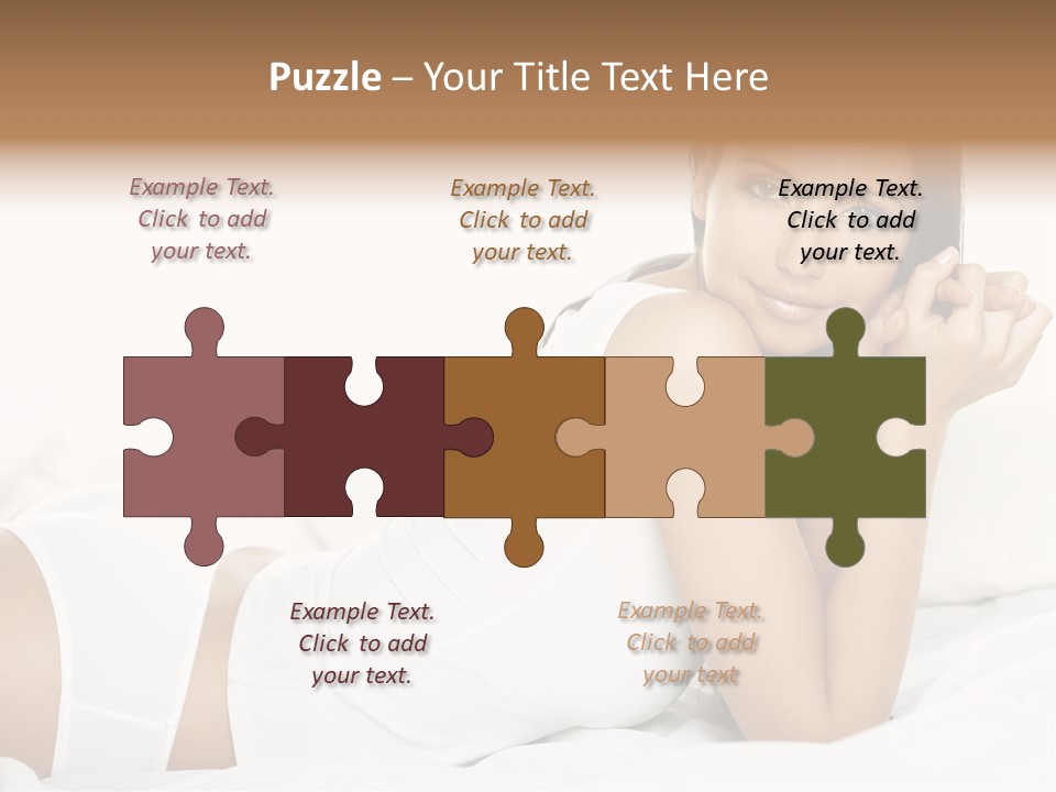 Portrait Of Fresh And Beautiful Brunette Woman On Bed PowerPoint Template