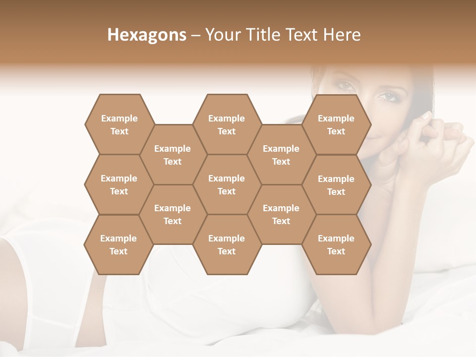 Portrait Of Fresh And Beautiful Brunette Woman On Bed PowerPoint Template