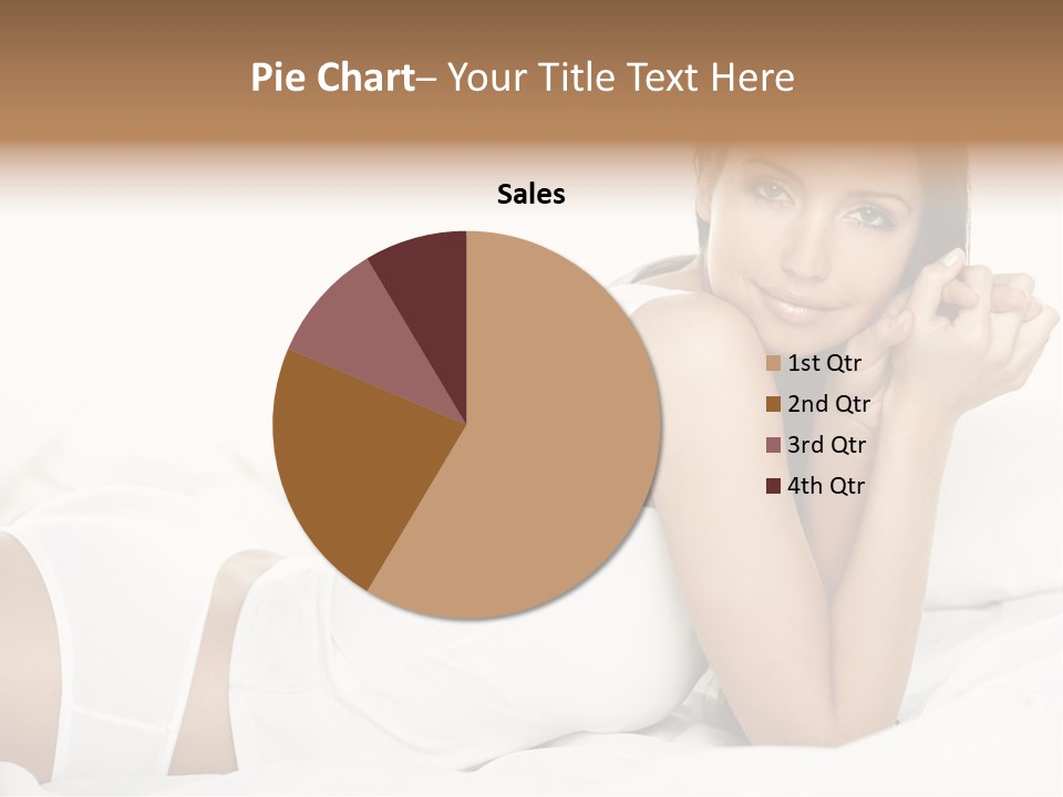 Portrait Of Fresh And Beautiful Brunette Woman On Bed PowerPoint Template