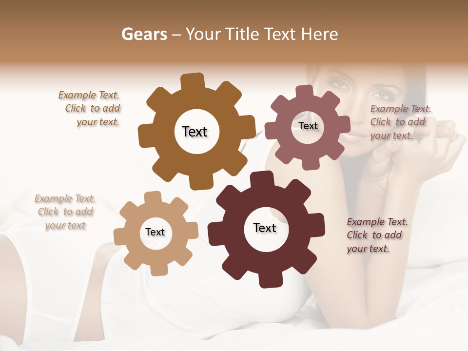 Portrait Of Fresh And Beautiful Brunette Woman On Bed PowerPoint Template