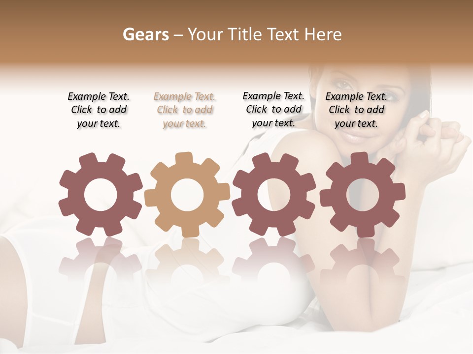 Portrait Of Fresh And Beautiful Brunette Woman On Bed PowerPoint Template