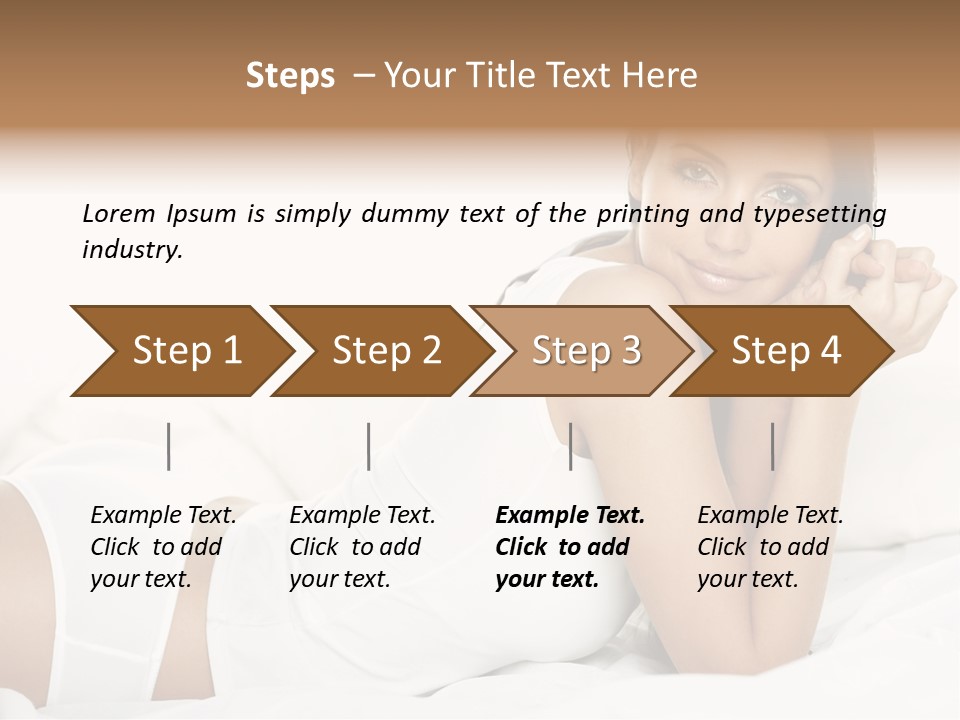 Portrait Of Fresh And Beautiful Brunette Woman On Bed PowerPoint Template