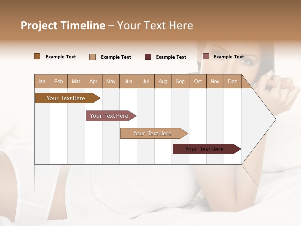 Portrait Of Fresh And Beautiful Brunette Woman On Bed PowerPoint Template