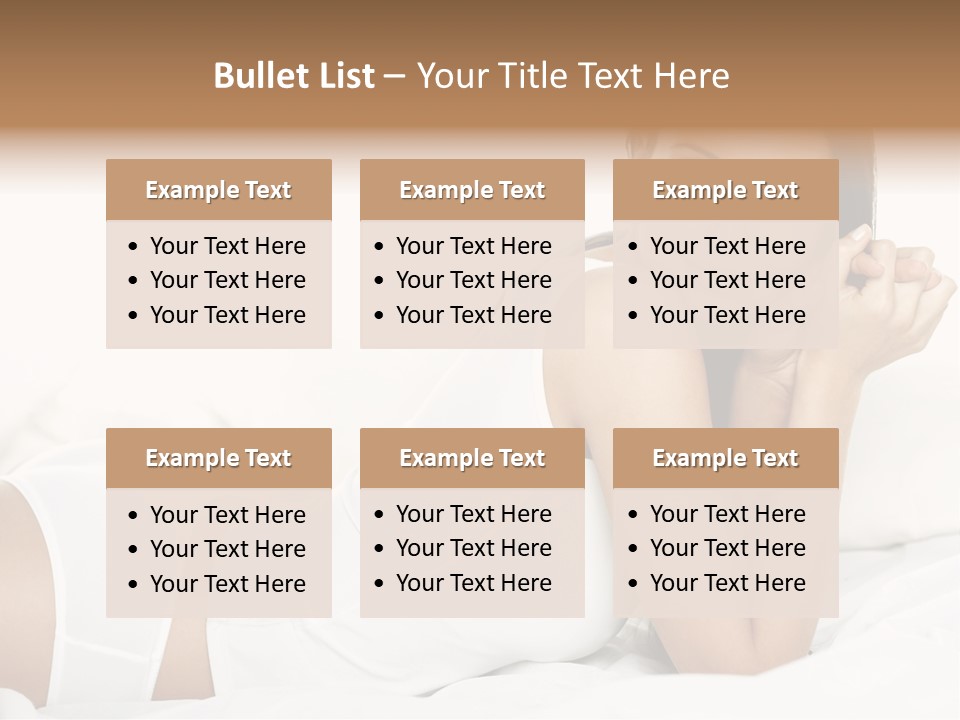 Portrait Of Fresh And Beautiful Brunette Woman On Bed PowerPoint Template