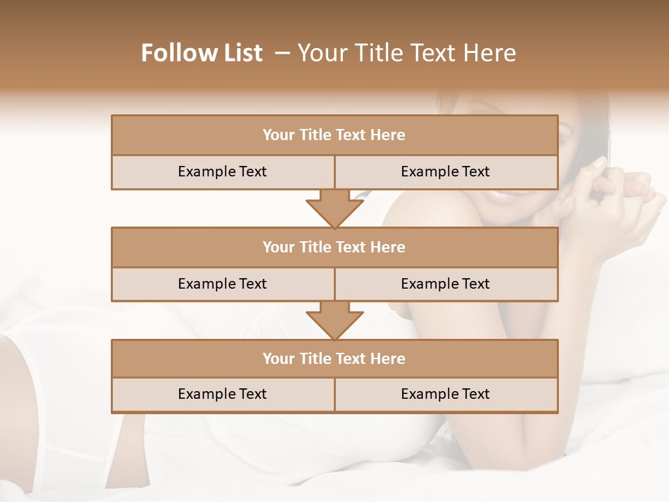 Portrait Of Fresh And Beautiful Brunette Woman On Bed PowerPoint Template