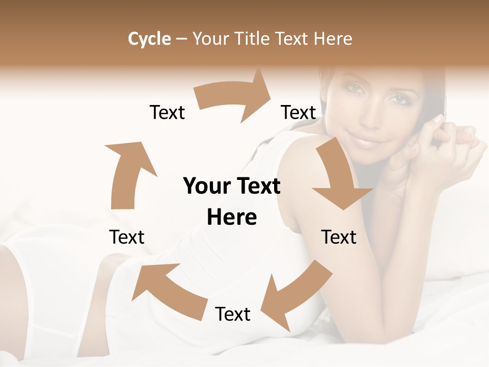 Portrait Of Fresh And Beautiful Brunette Woman On Bed PowerPoint Template