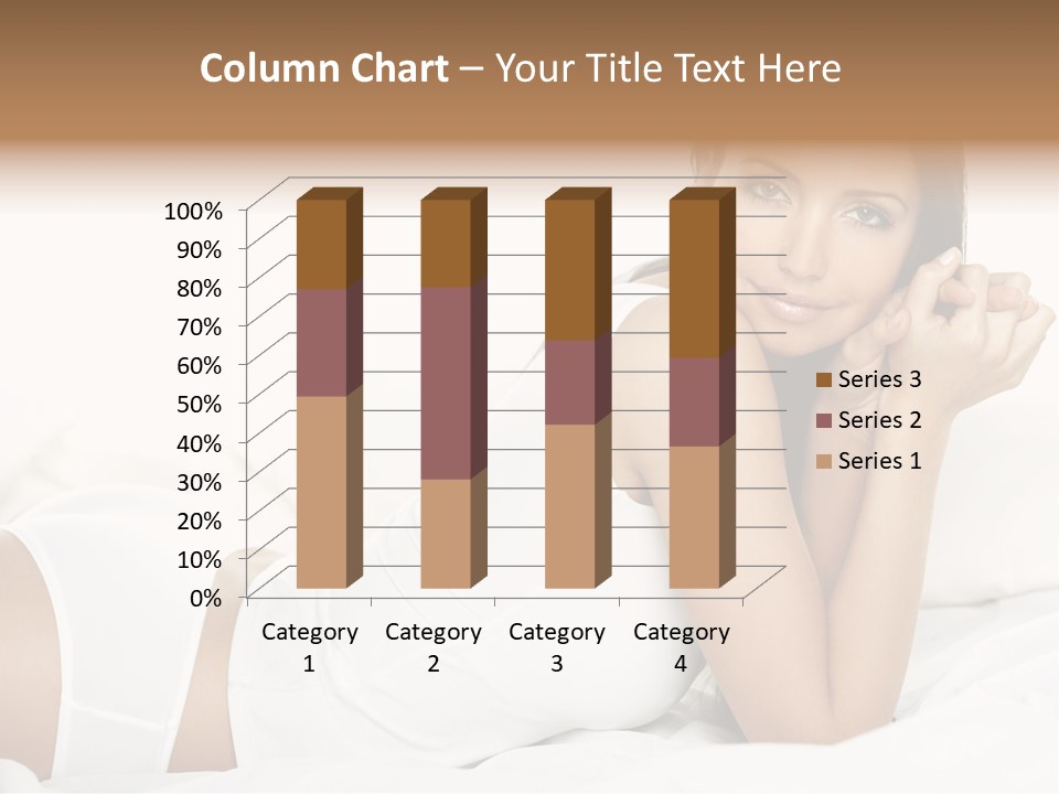 Portrait Of Fresh And Beautiful Brunette Woman On Bed PowerPoint Template