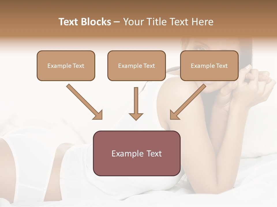 Portrait Of Fresh And Beautiful Brunette Woman On Bed PowerPoint Template