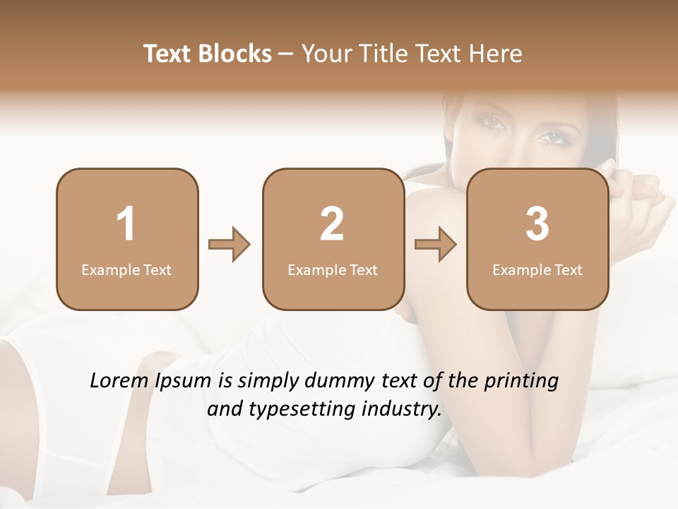 Portrait Of Fresh And Beautiful Brunette Woman On Bed PowerPoint Template