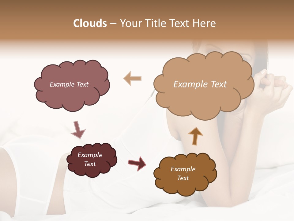 Portrait Of Fresh And Beautiful Brunette Woman On Bed PowerPoint Template