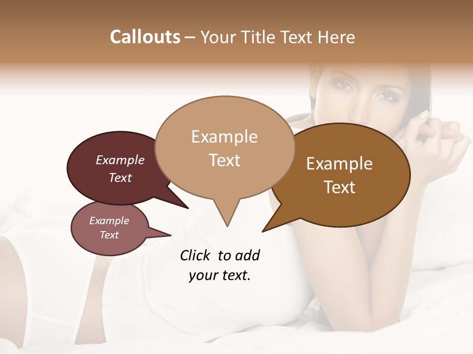 Portrait Of Fresh And Beautiful Brunette Woman On Bed PowerPoint Template