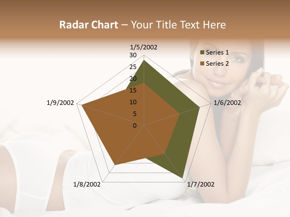 Portrait Of Fresh And Beautiful Brunette Woman On Bed PowerPoint Template