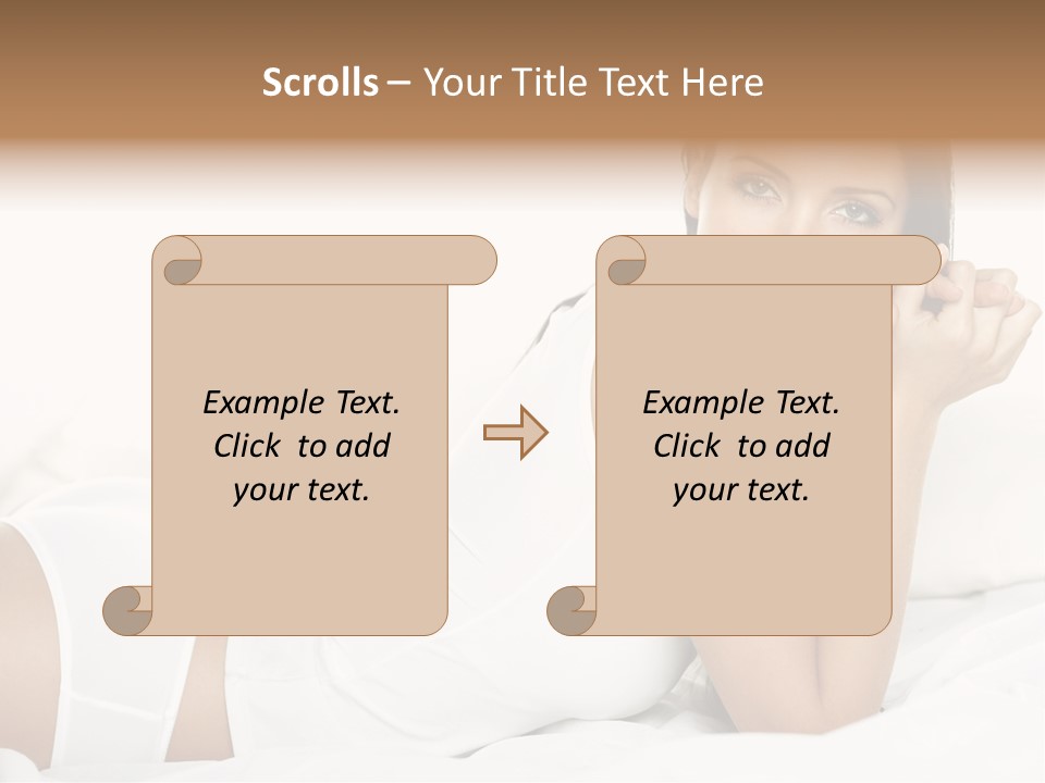 Portrait Of Fresh And Beautiful Brunette Woman On Bed PowerPoint Template