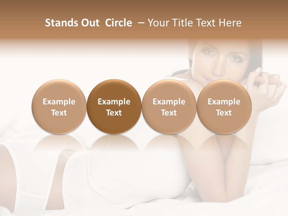 Portrait Of Fresh And Beautiful Brunette Woman On Bed PowerPoint Template