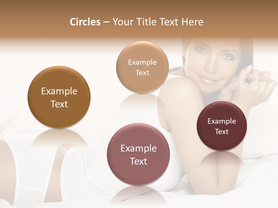 Portrait Of Fresh And Beautiful Brunette Woman On Bed PowerPoint Template