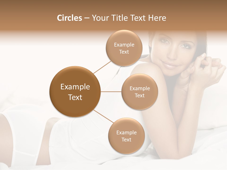 Portrait Of Fresh And Beautiful Brunette Woman On Bed PowerPoint Template