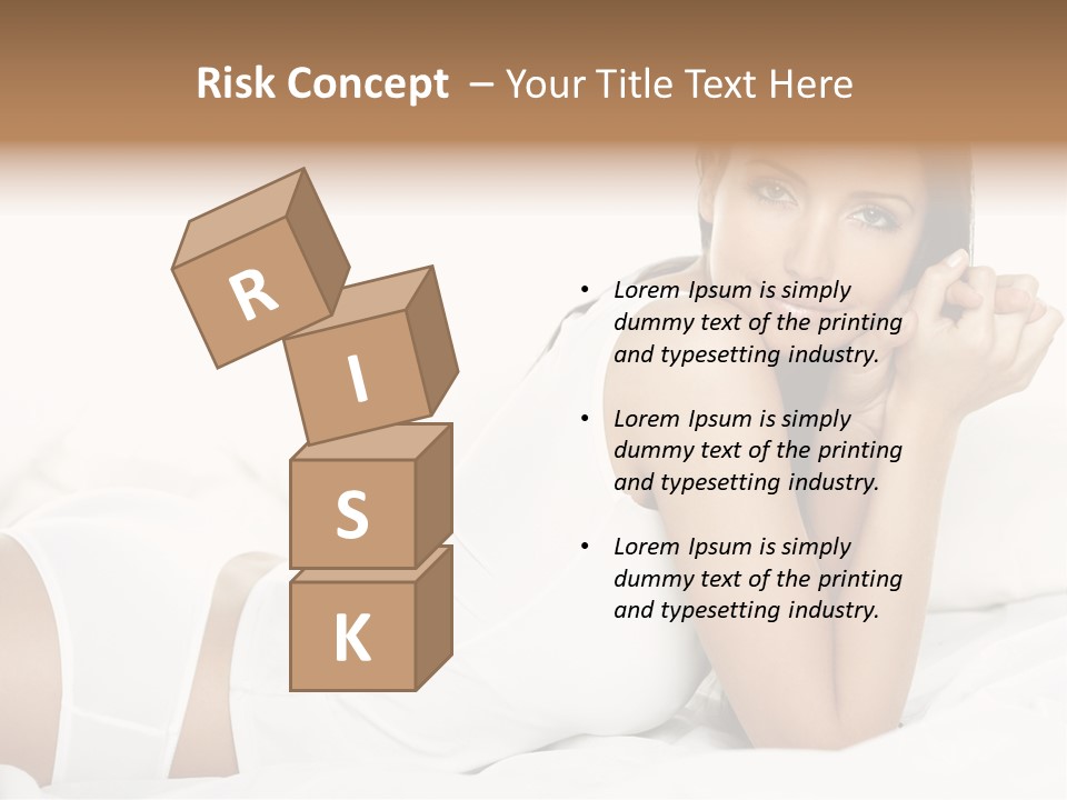 Portrait Of Fresh And Beautiful Brunette Woman On Bed PowerPoint Template