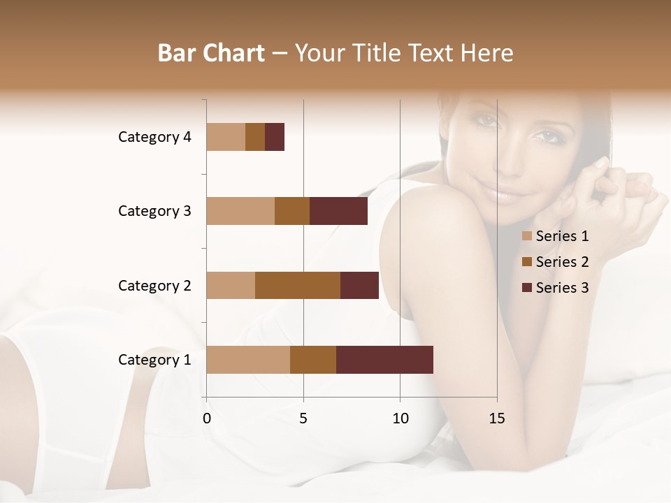 Portrait Of Fresh And Beautiful Brunette Woman On Bed PowerPoint Template