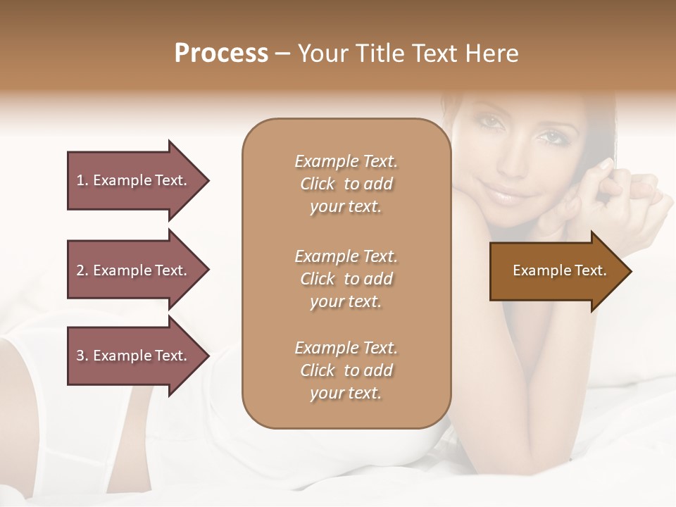Portrait Of Fresh And Beautiful Brunette Woman On Bed PowerPoint Template