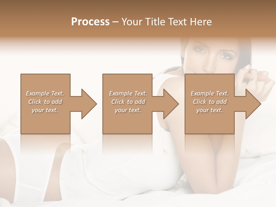 Portrait Of Fresh And Beautiful Brunette Woman On Bed PowerPoint Template